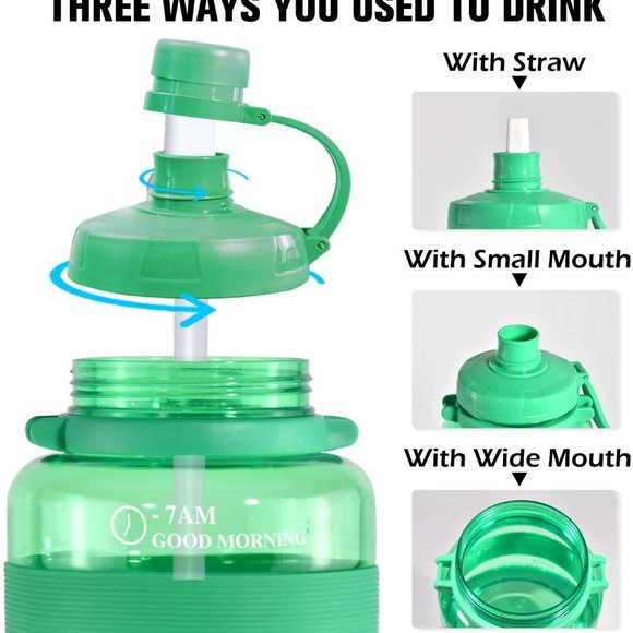 Sports Water Bottle with Strap Portable Motivational with Time Mark Large size - Picture 3 of 16